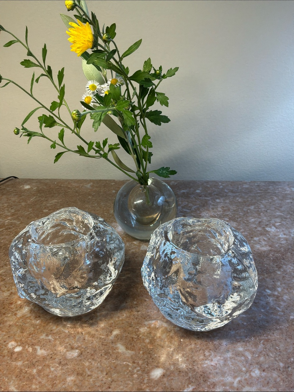 Pair of Kosta Boda ‘Snowball’ Votive Candle Holders